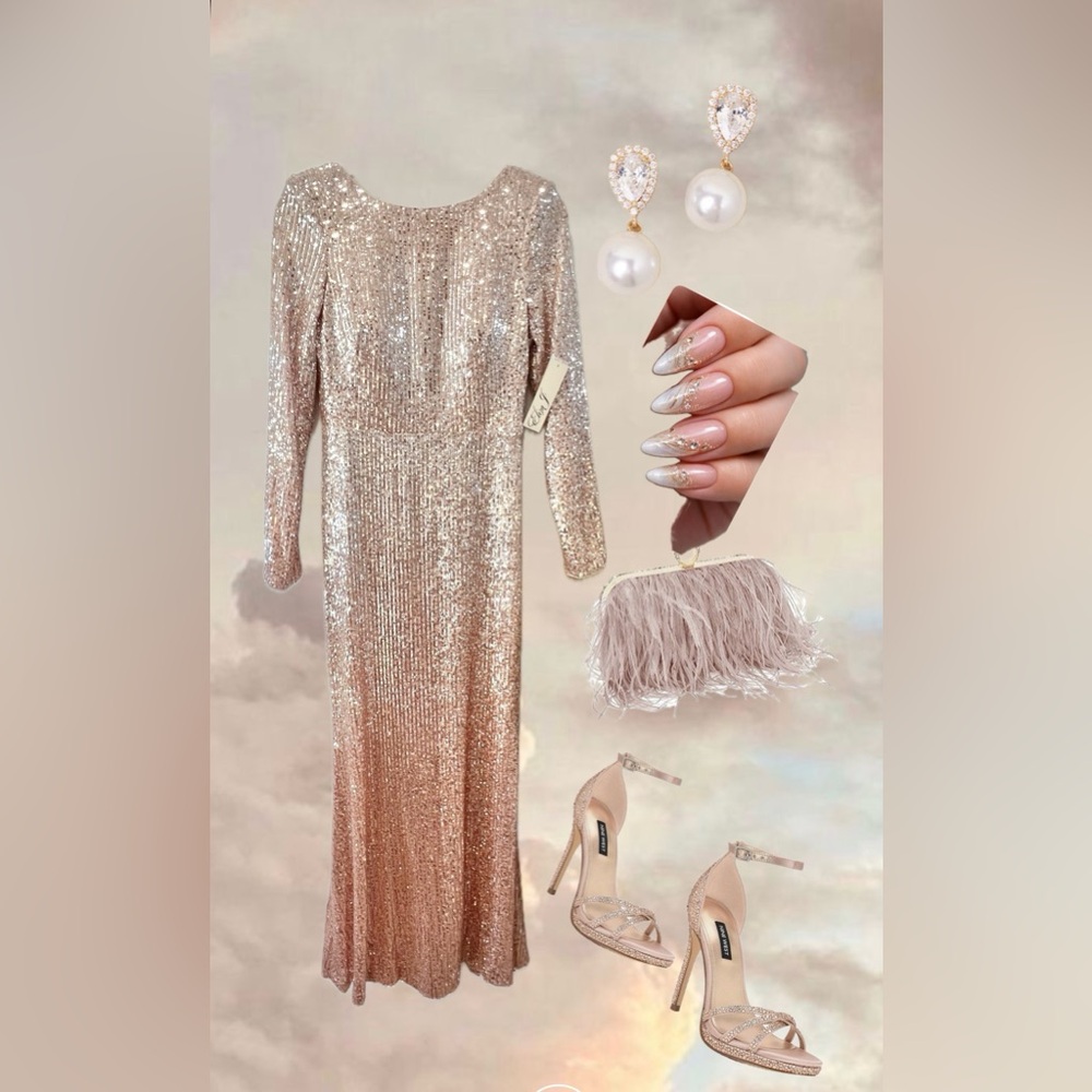 Eliza J Rose Gold Sequin Dress